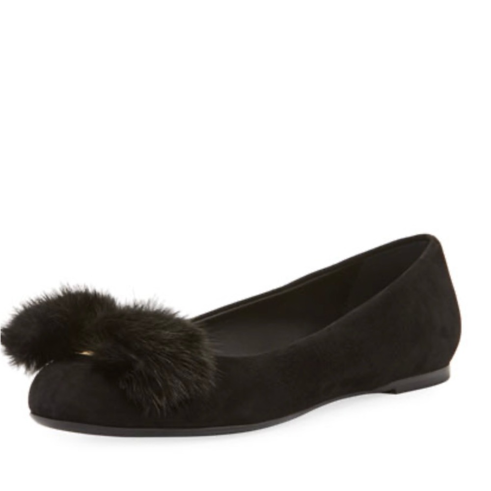 Salvatore Ferragamo Varina Flats with Mink Bow